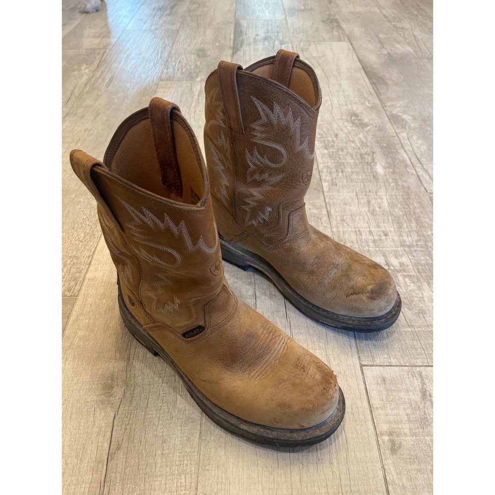 Ariat Mens WorkHog Waterproof Composite Toe Boots Brown Leather 10004889 11D‎